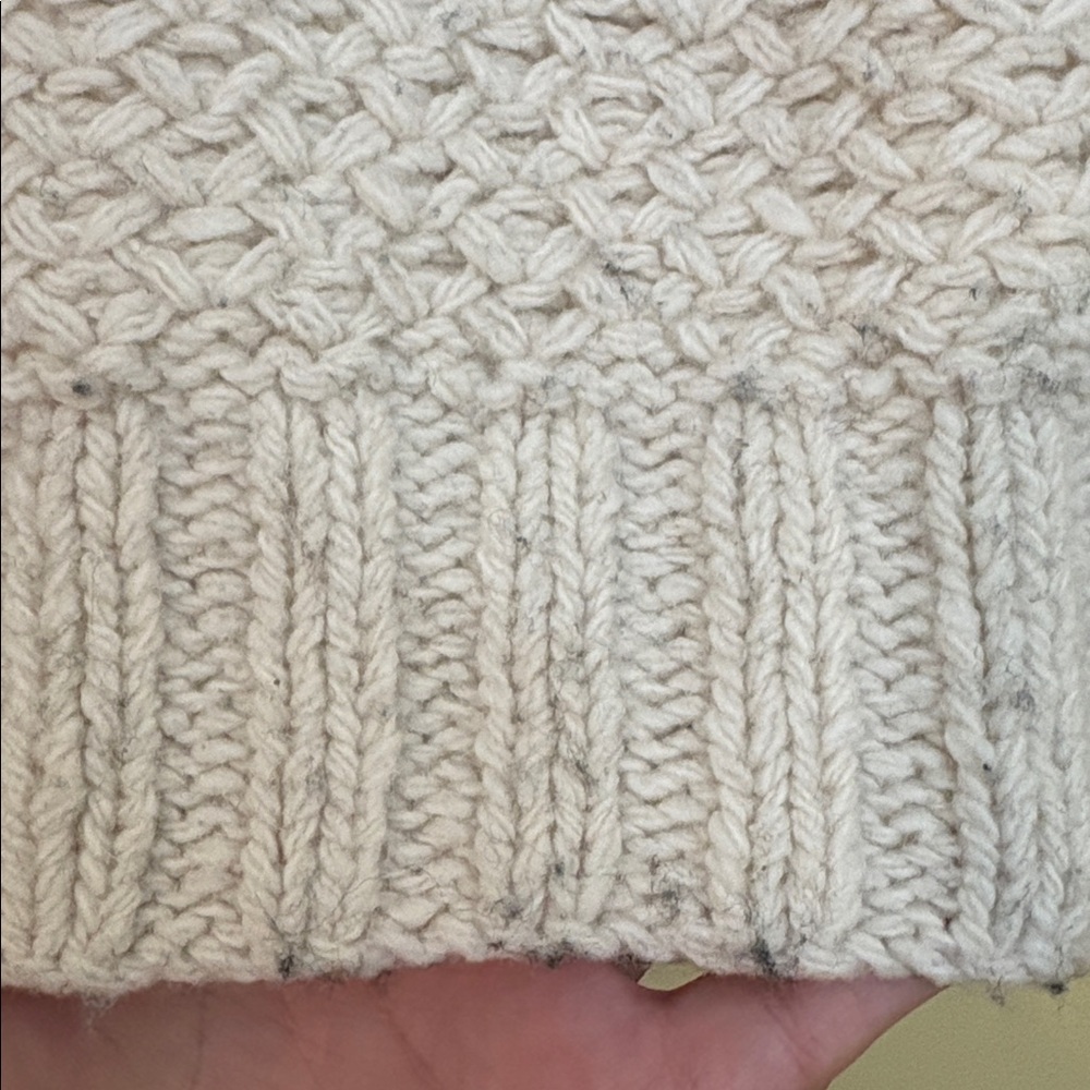 Vince | Cream Black Chunky Knit Shawl Fisherman Grandpa Wool Blend Cardigan L - Picture 15 of 17